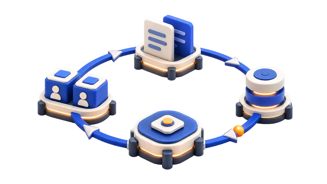A simple agent loop connecting a harness, agents, knowledge and memory